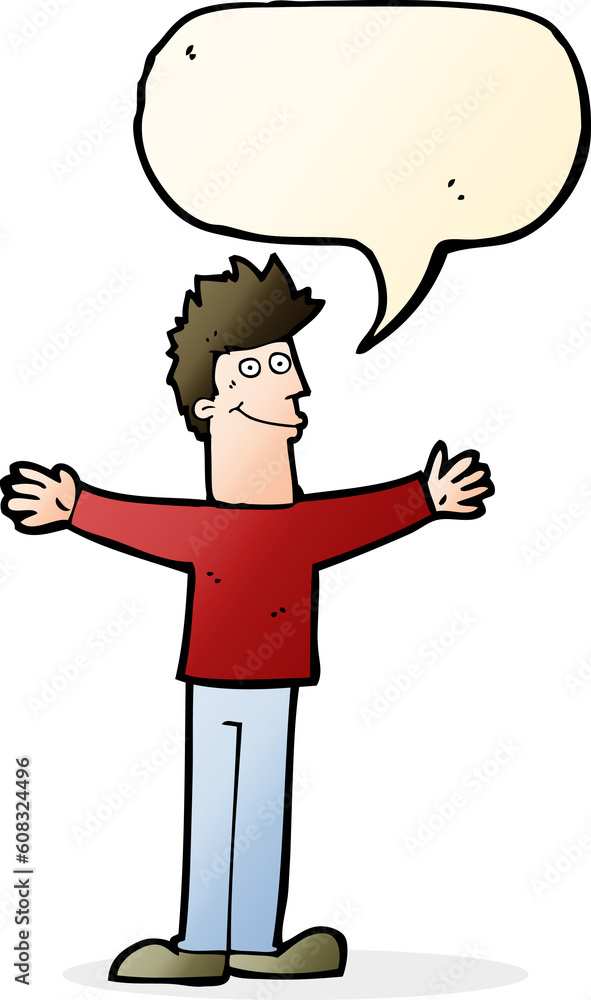 Fototapeta premium cartoon happy man with speech bubble