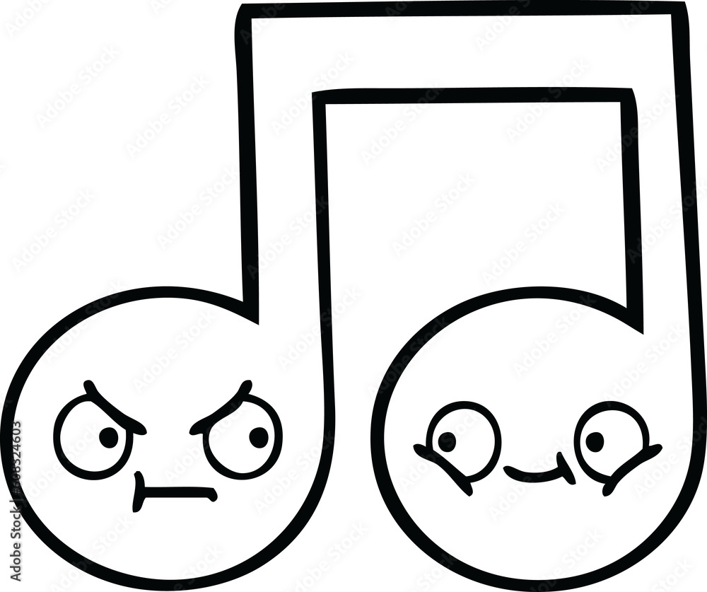 line drawing cartoon of a musical note line drawing cartoon of a musical note