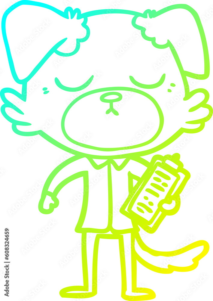 cold gradient line drawing of a cute cartoon dog wearing office shirt cold gradient line drawing of a cute cartoon dog wearing office shirt