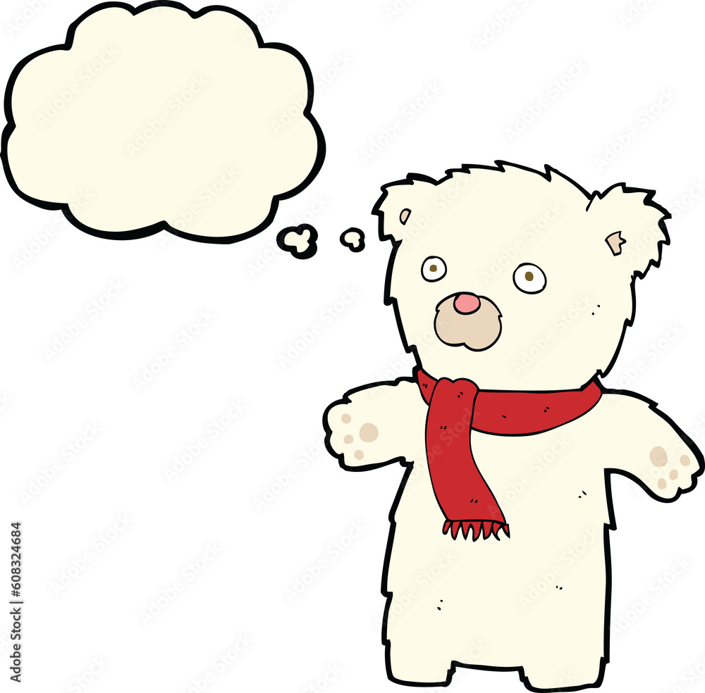 cartoon cute polar bear with thought bubble cartoon cute polar bear with thought bubble