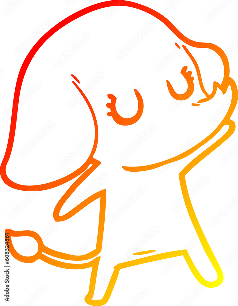 warm gradient line drawing of a cute cartoon elephant warm gradient line drawing of a cute cartoon elephant