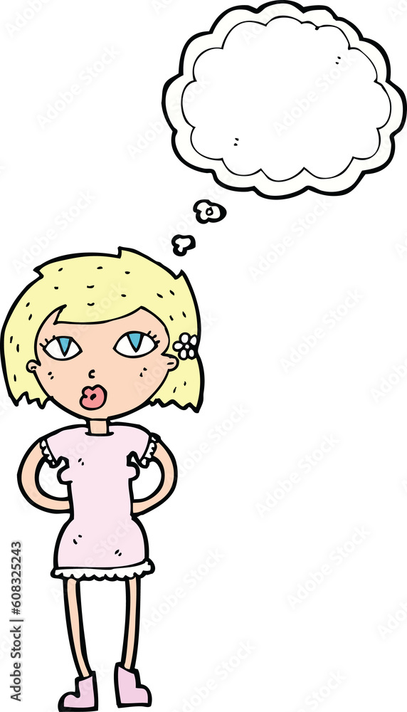 cartoon woman with thought bubble cartoon woman with thought bubble
