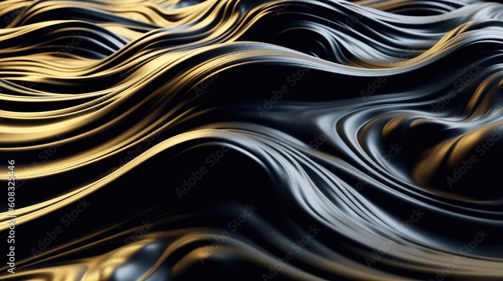 Petroleum. Abstract black background. Dark water. Generative AI. Illustration for banner, poster, cover, brochure or presentation.