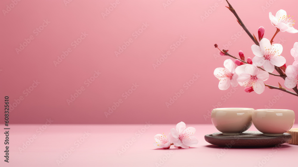 Minimalist japanese zen flowers background