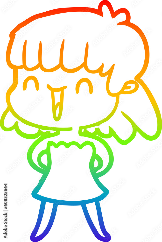 rainbow gradient line drawing of a cartoon woman rainbow gradient line drawing of a cartoon woman