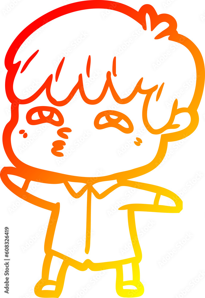 warm gradient line drawing of a cartoon curious man warm gradient line drawing of a cartoon curious man