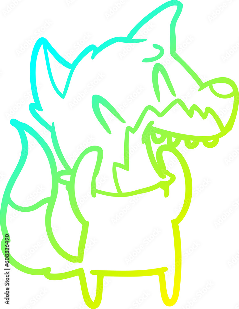 cold gradient line drawing of a laughing fox cartoon cold gradient line drawing of a laughing fox cartoon