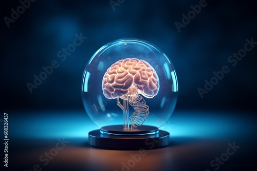 brain, isolated, glass, neuroscience, medical, anatomy, science, cognition, intelligence, innovation, research photo