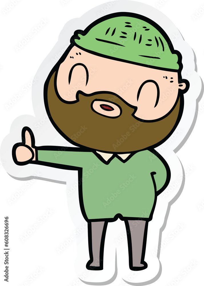 sticker of a cartoon bearded man sticker of a cartoon bearded man