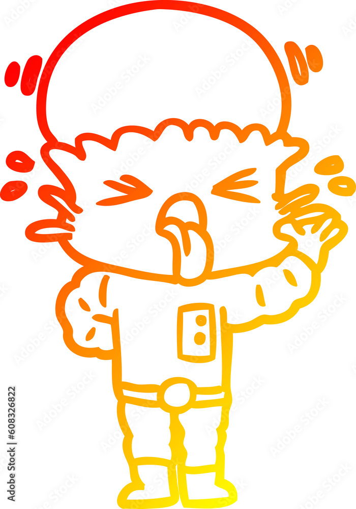 warm gradient line drawing of a disgusted cartoon alien warm gradient line drawing of a disgusted cartoon alien