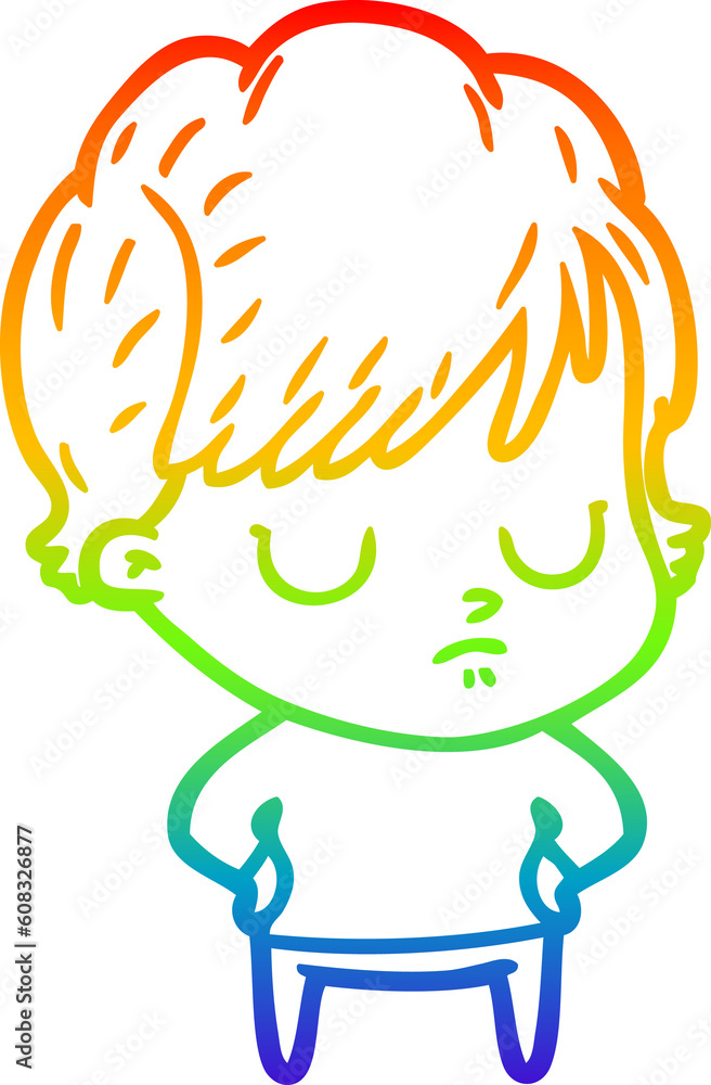 rainbow gradient line drawing of a cartoon woman rainbow gradient line drawing of a cartoon woman