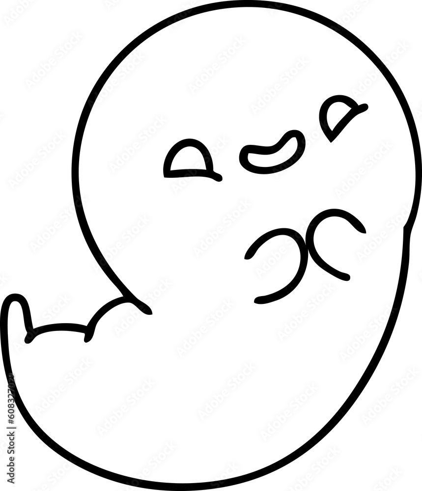 line doodle of a happy halloween ghost