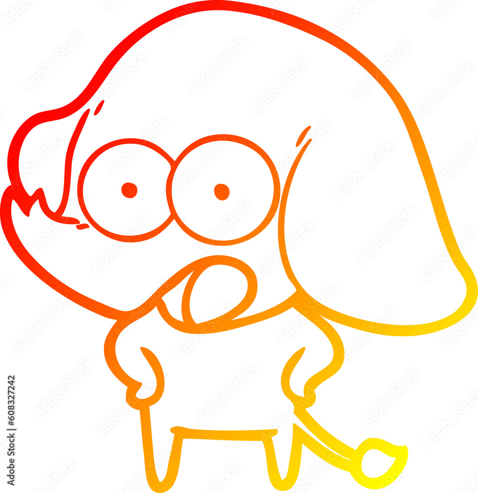 Obraz premium warm gradient line drawing of a cute cartoon elephant