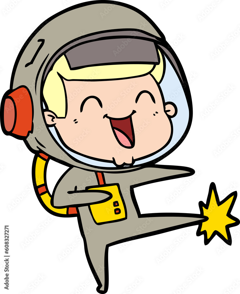 happy cartoon astronaut