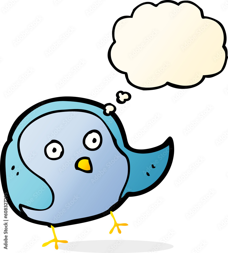 cartoon bird with thought bubble cartoon bird with thought bubble