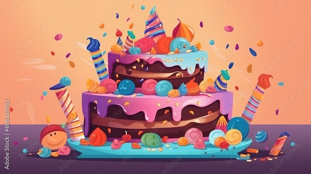 Obraz premium Birthday Cakes Generative AI