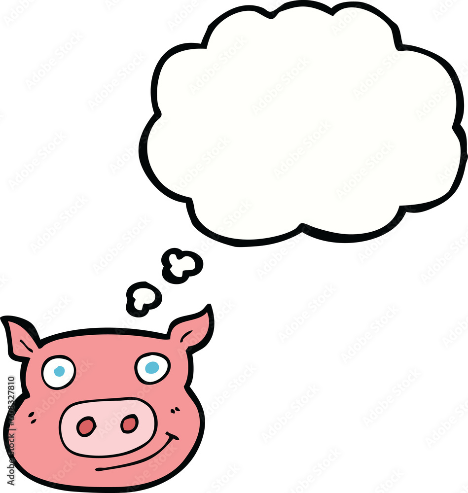 cartoon pig face with thought bubble cartoon pig face with thought bubble