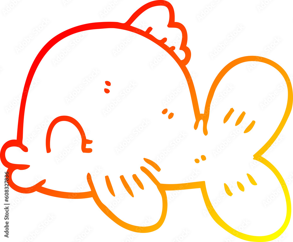 warm gradient line drawing of a cartoon fish swimming warm gradient line drawing of a cartoon fish swimming