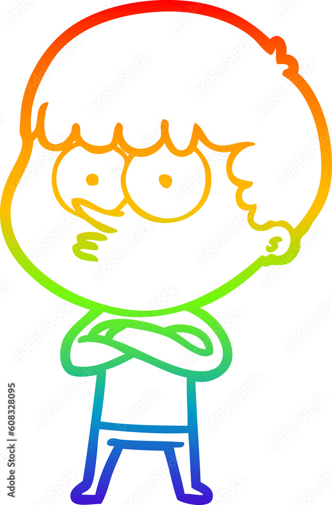 rainbow gradient line drawing of a cartoon curious boy rainbow gradient line drawing of a cartoon curious boy