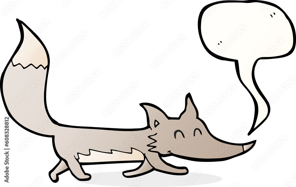 cartoon little wolf with speech bubble cartoon little wolf with speech bubble