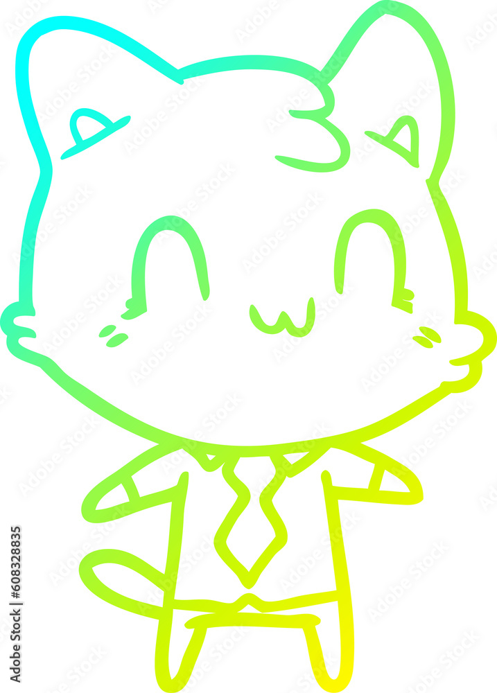 cold gradient line drawing of a cartoon happy cat cold gradient line drawing of a cartoon happy cat