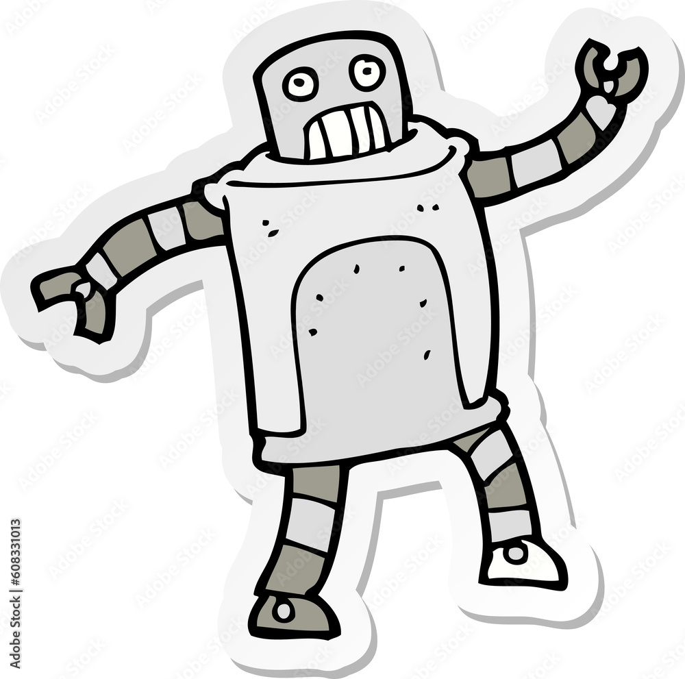 sticker of a cartoon robot sticker of a cartoon robot