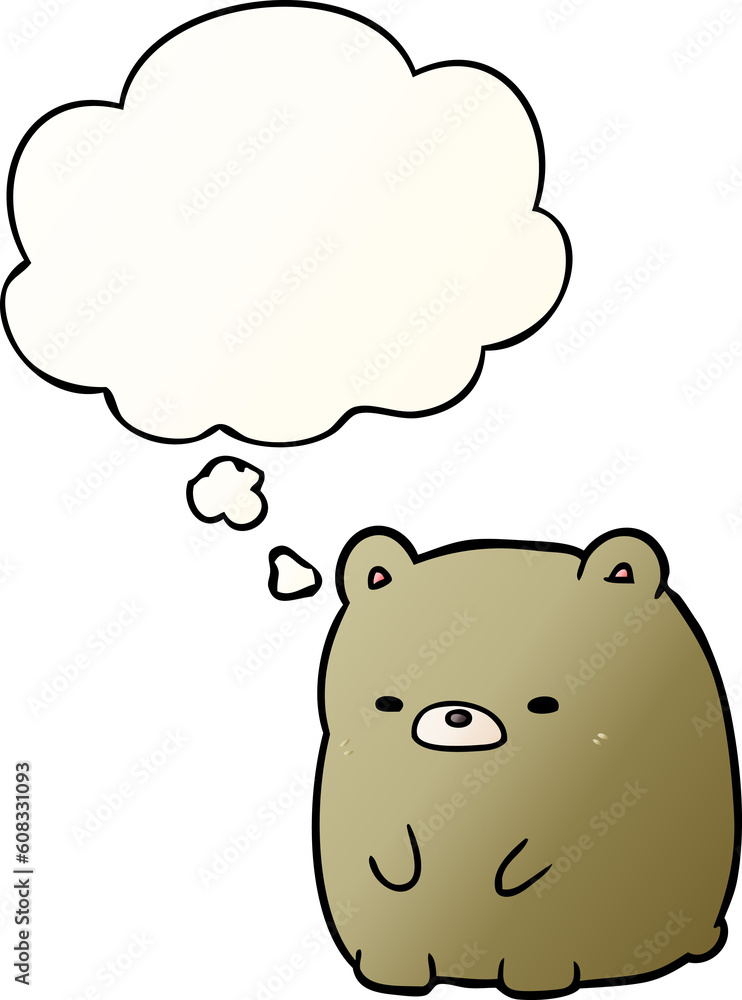 cartoon sad bear with thought bubble in smooth gradient style cartoon sad bear with thought bubble in smooth gradient style