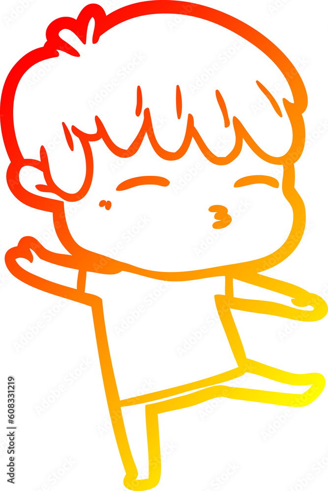 warm gradient line drawing of a cartoon curious boy warm gradient line drawing of a cartoon curious boy