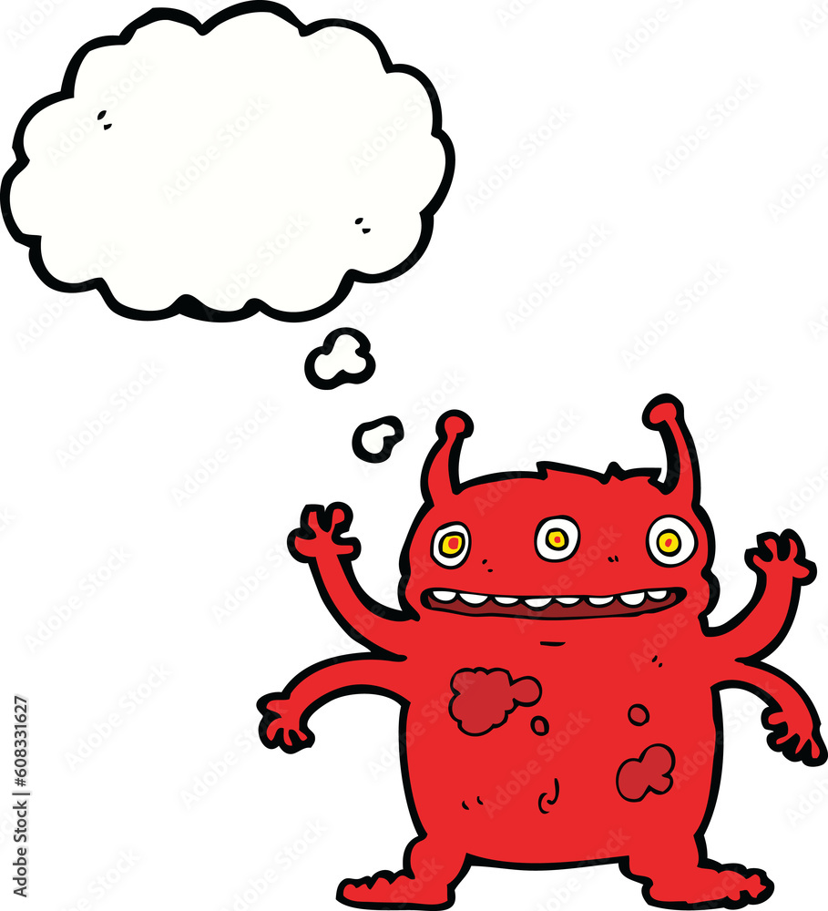 cartoon alien monster with thought bubble cartoon alien monster with thought bubble