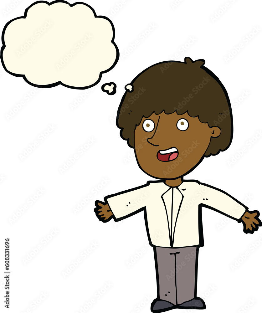 cartoon happy man with thought bubble cartoon happy man with thought bubble