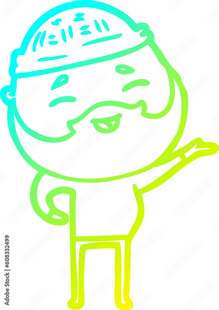 cold gradient line drawing of a cartoon happy bearded man cold gradient line drawing of a cartoon happy bearded man