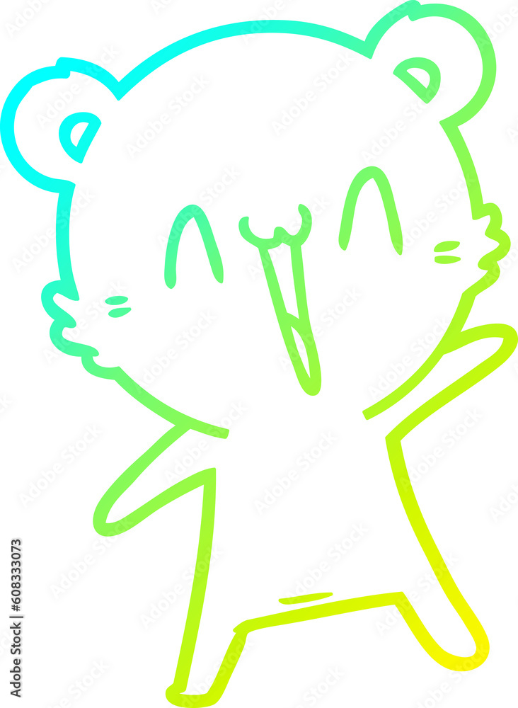 cold gradient line drawing of a happy bear cartoon cold gradient line drawing of a happy bear cartoon