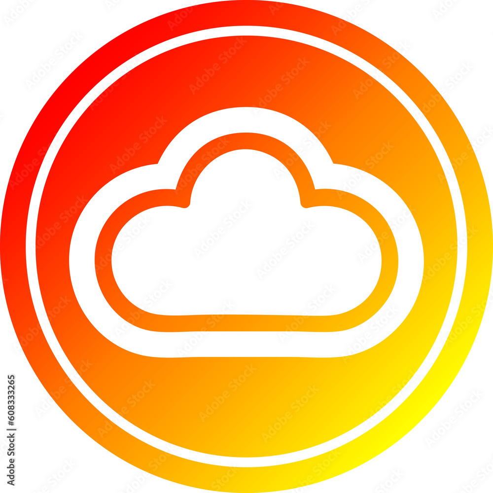 weather cloud circular icon with warm gradient finish weather cloud circular icon with warm gradient finish