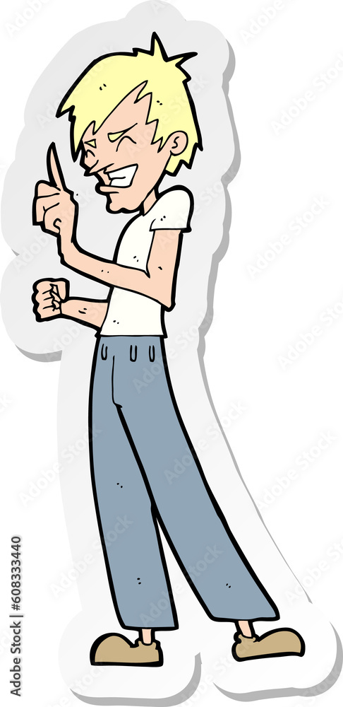 Fototapeta premium sticker of a cartoon angry man arguing