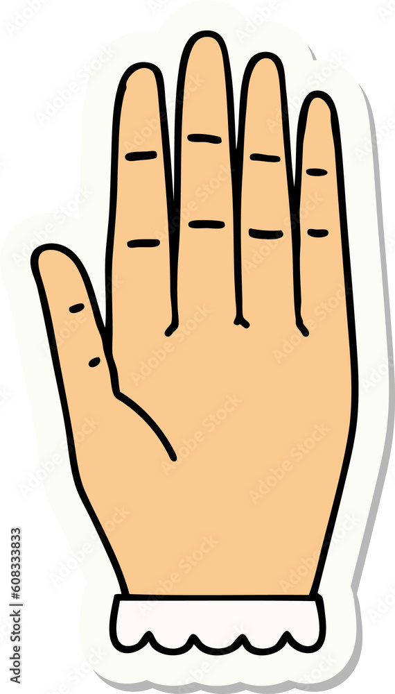 sticker of tattoo in traditional style of a hand sticker of tattoo in traditional style of a hand