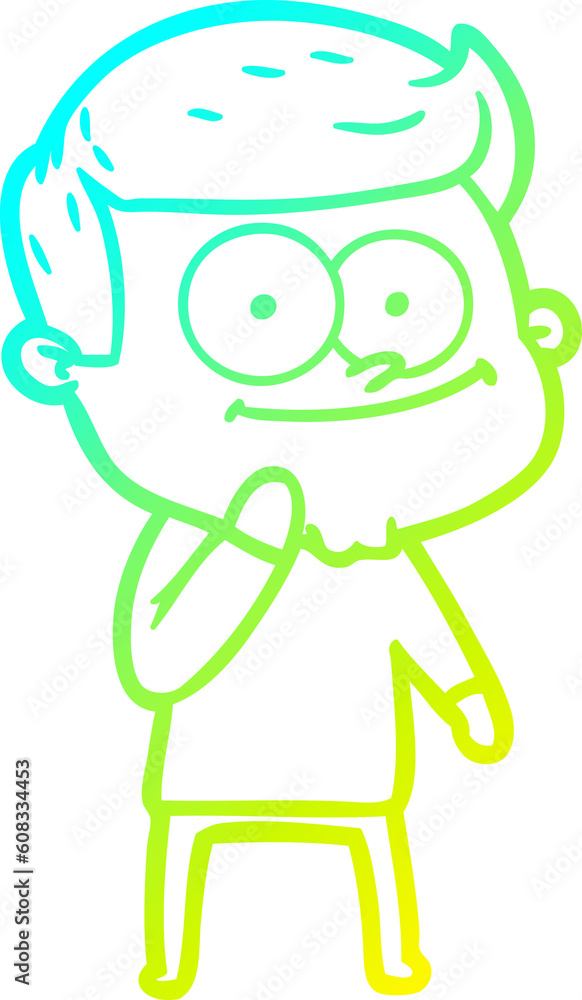cold gradient line drawing of a cartoon happy man cold gradient line drawing of a cartoon happy man