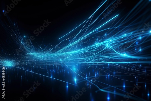 illustration, wire with glowing optical fibers, generative ai