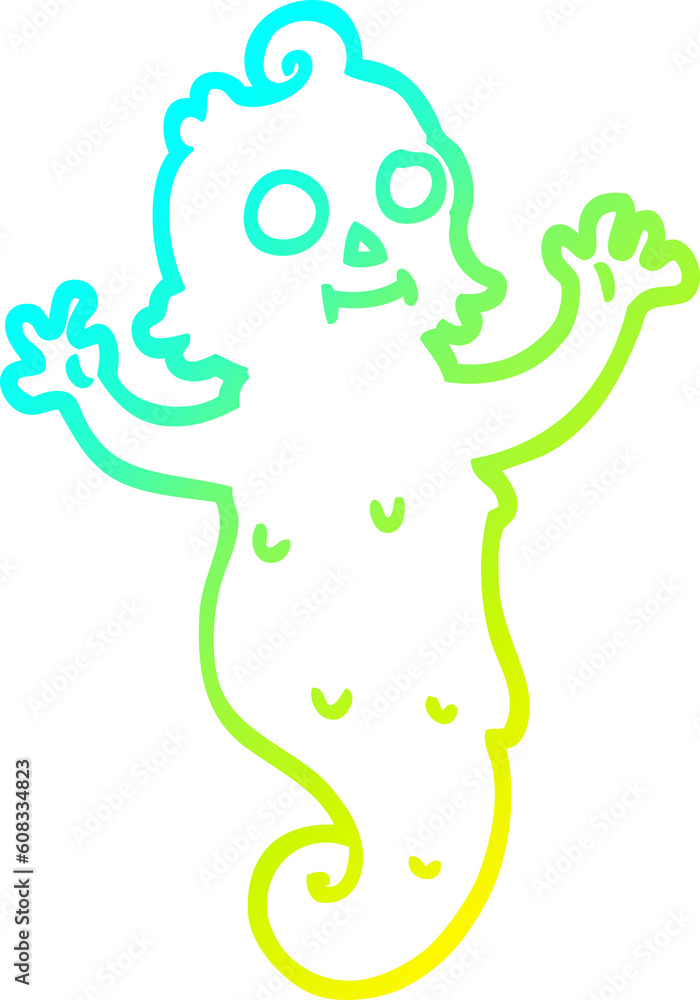cold gradient line drawing of a cartoon spooky ghost cold gradient line drawing of a cartoon spooky ghost