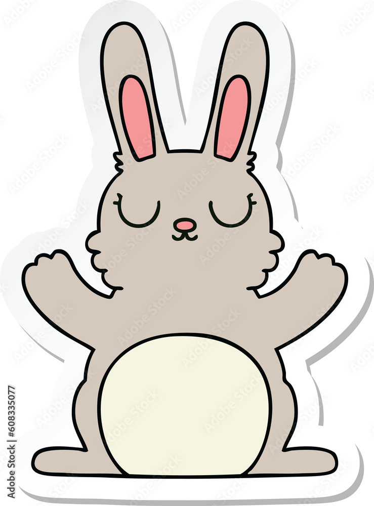 Obraz premium sticker of a quirky hand drawn cartoon rabbit