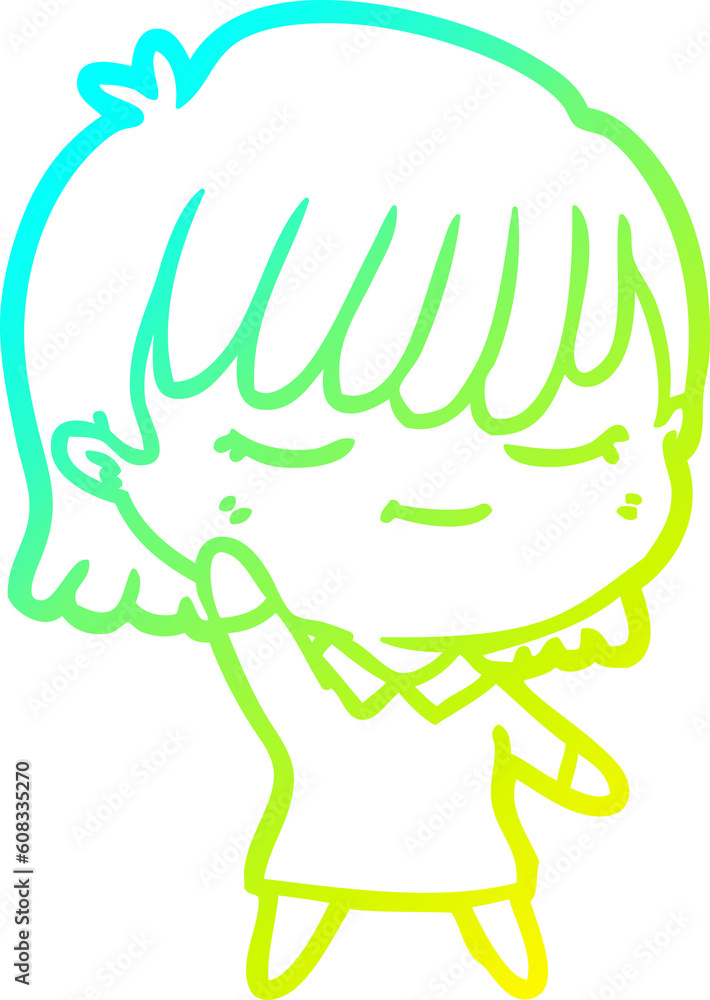 Obraz premium cold gradient line drawing of a cartoon woman