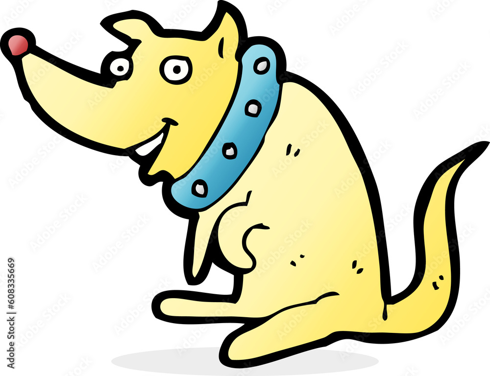 Fototapeta premium cartoon happy dog in big collar