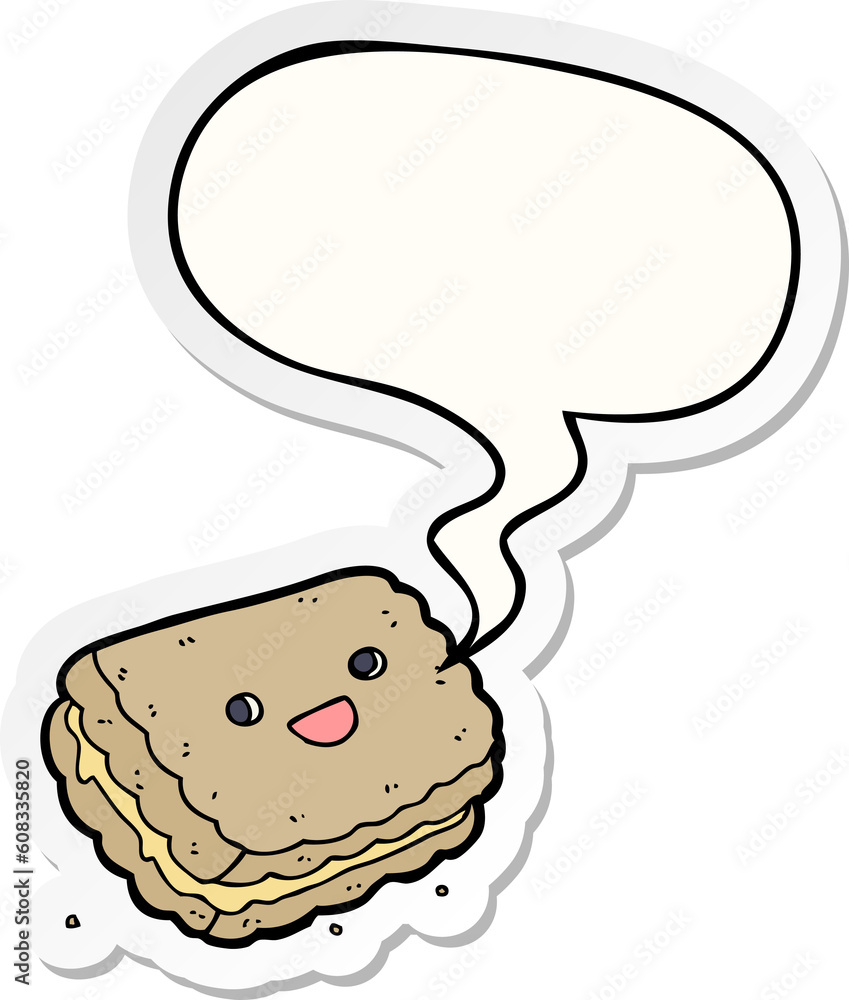 cartoon biscuit with speech bubble sticker cartoon biscuit with speech bubble sticker