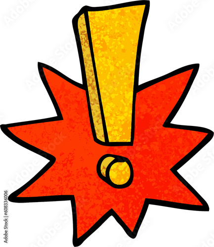 grunge textured illustration cartoon exclamation mark