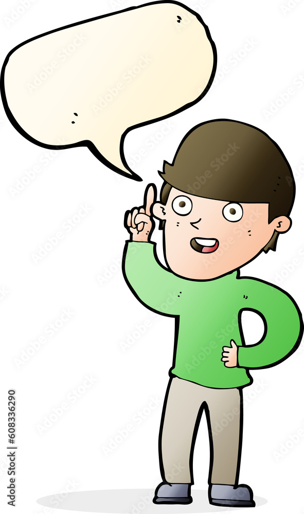 cartoon boy with idea with speech bubble cartoon boy with idea with speech bubble