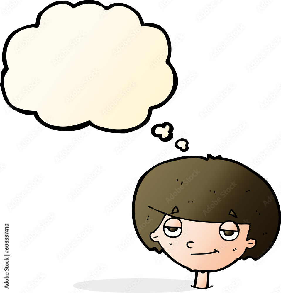 cartoon smug looking boy with thought bubble cartoon smug looking boy with thought bubble