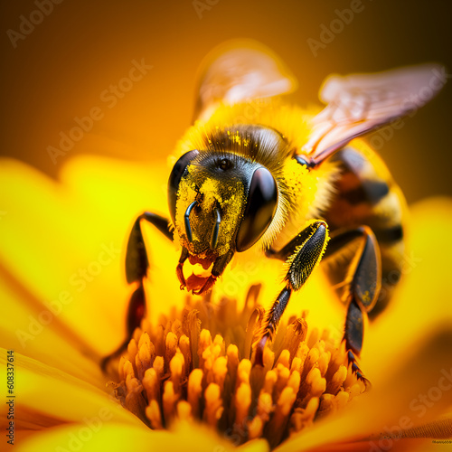 bee on yellow flower photo