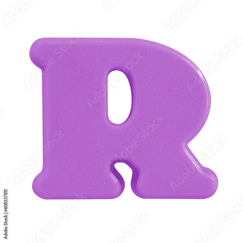 letter R uppercase alphabet plastic with Clipping path