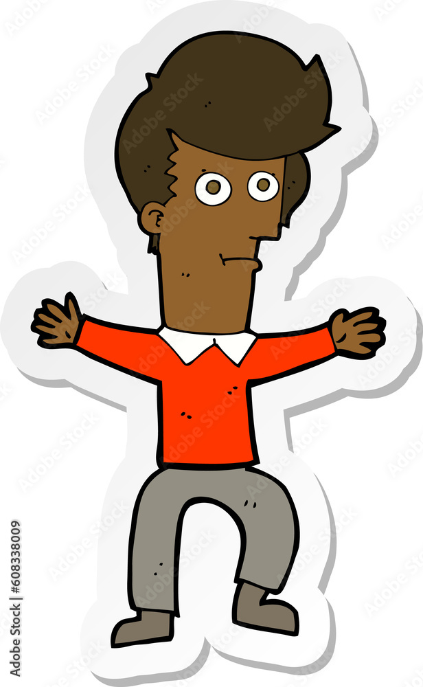 sticker of a cartoon startled man sticker of a cartoon startled man