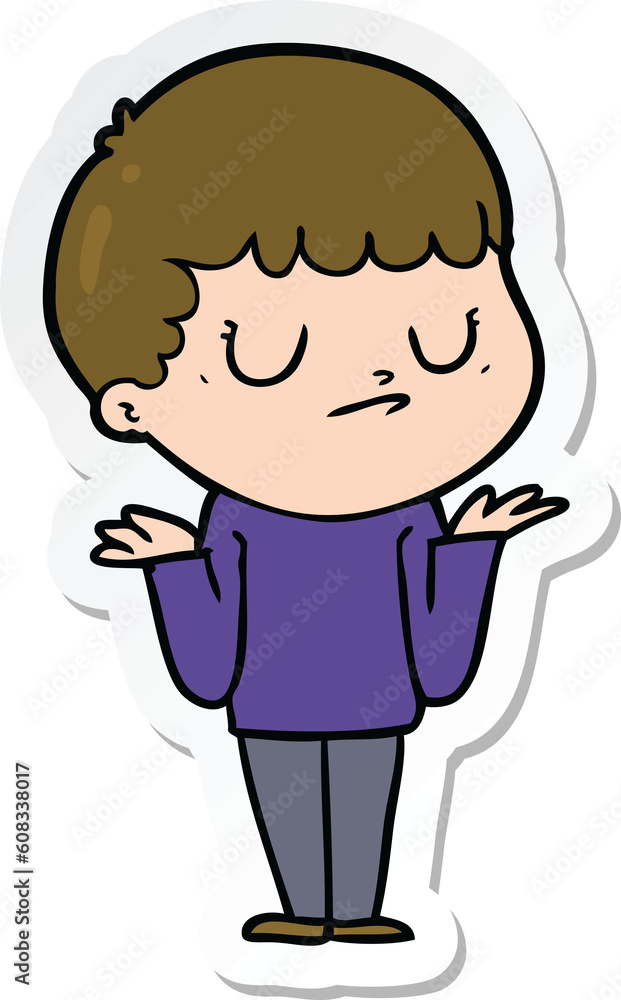 sticker of a cartoon grumpy boy sticker of a cartoon grumpy boy