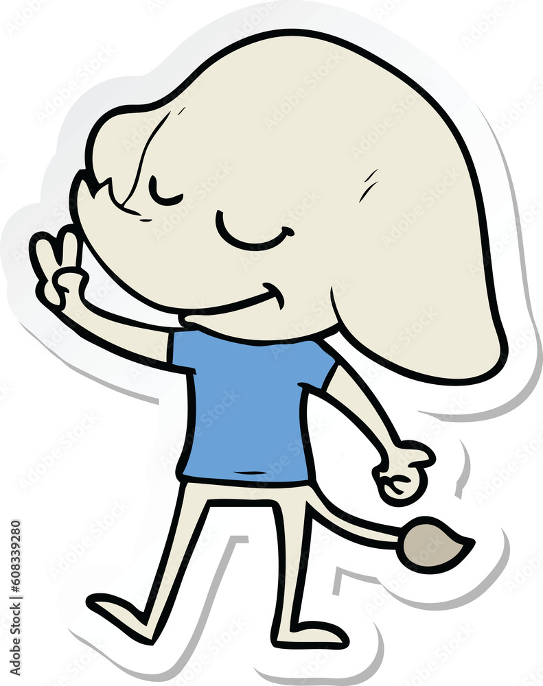 sticker of a cartoon smiling elephant sticker of a cartoon smiling elephant